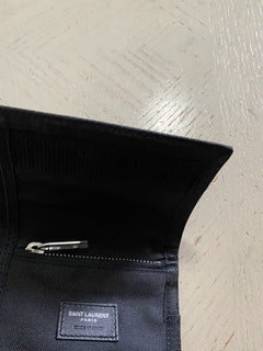 New Saint Laurent BUFFALO Tiny Wallet In Bandana-print Nylon Black 556433