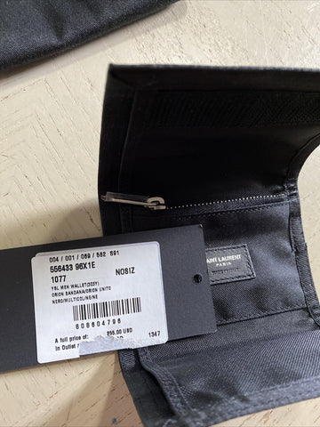 New Saint Laurent BUFFALO Tiny Wallet In Bandana-print Nylon Black 556433