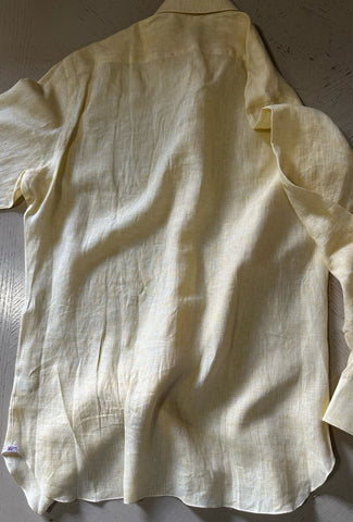 Isaia Men Linen Dress Shirt Yellow 41/16 New $675