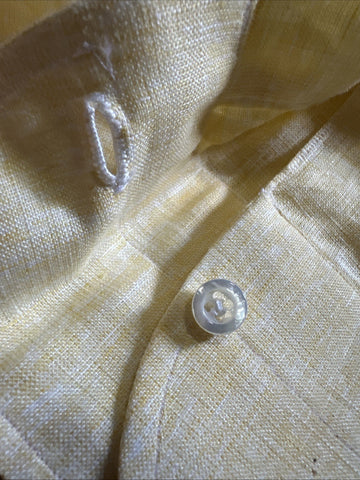 Isaia Men Linen Dress Shirt Yellow 41/16 New $675