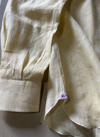 Isaia Men Linen Dress Shirt Yellow 41/16 New $675