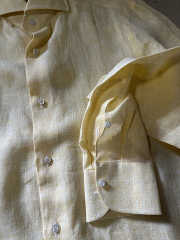 Isaia Men Linen Dress Shirt Yellow 41/16 New $675