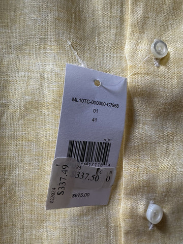 Isaia Men Linen Dress Shirt Yellow 41/16 New $675