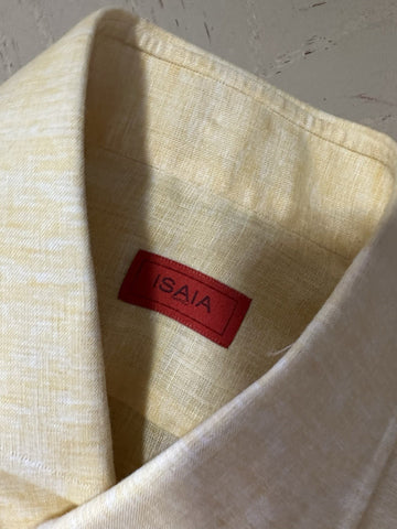 Isaia Men Linen Dress Shirt Yellow 41/16 New $675