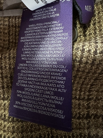 New $2795 Ralph Lauren Purple Label Men Linen/Wool Blazer Jacket Brown 40R/50R