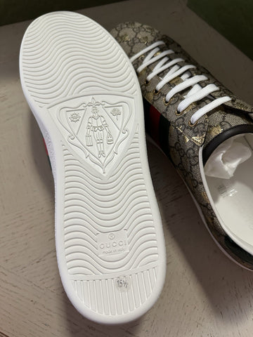 New Gucci Men GG Logo Bee Logo Canvas Leather Sneakers Beige 13.5 US/13 UK