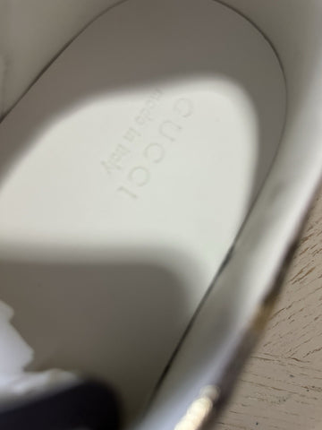 New Gucci Men GG Logo Bee Logo Canvas Leather Sneakers Beige 13.5 US/13 UK