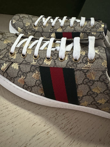 New Gucci Men GG Logo Bee Logo Canvas Leather Sneakers Beige 14.5 US/14 UK