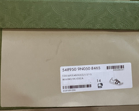 New Gucci Men GG Logo Bee Logo Canvas Leather Sneakers Beige 14.5 US/14 UK