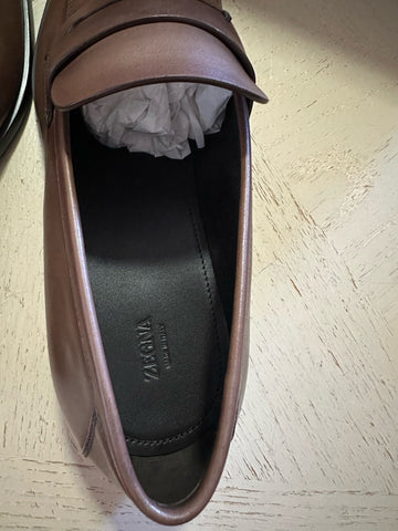 ZEGNA Leather Loafers Shoes Brown 8 US/41 Eu New $950