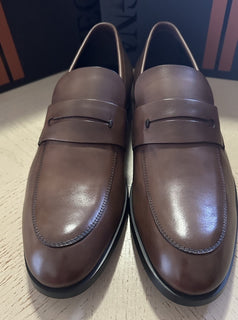 ZEGNA Leather Loafers Shoes Brown 10.5 US/43.5 Eu New $950