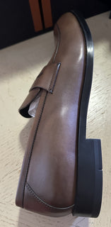 ZEGNA Leather Loafers Shoes Brown 10.5 US/43.5 Eu New $950