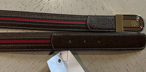 New Gucci Mens Leather Belt Brown/Green/Red 100/40 715601