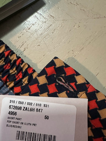 NWT $1280 Gucci Men Drawstring Gucci Print Short Pants Blue/Red/Mul 34 US/50 Eu