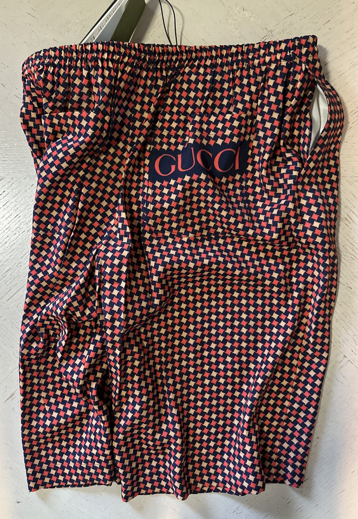 NWT $1280 Gucci Men Drawstring Gucci Print Short Pants Blue/Red/Mul 36 US/52 Eu