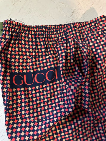 NWT $1280 Gucci Men Drawstring Gucci Print Short Pants Blue/Red/Mul 36 US/52 Eu