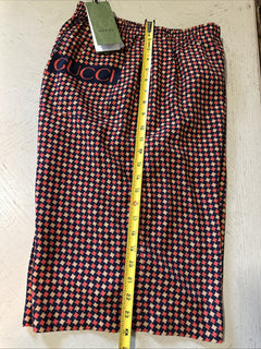 NWT $1280 Gucci Men Drawstring Gucci Print Short Pants Blue/Red/Mul 36 US/52 Eu
