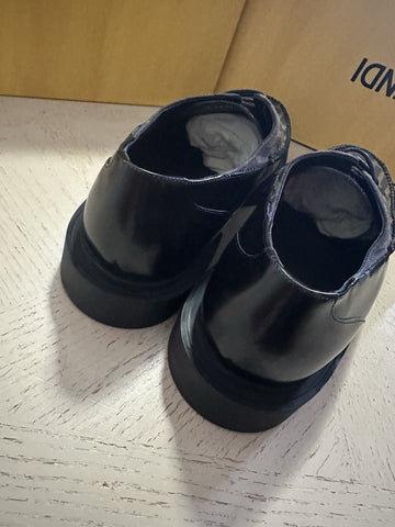 Fendi Derby FF Monogram Leather/Canvas Shoes Black/Brown 11 US/44 Eu New $995