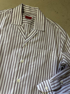 New $525 Isaia Men’s Shirt White Red Striped Size M