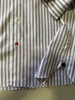 New $525 Isaia Men’s Shirt White Red Striped Size M