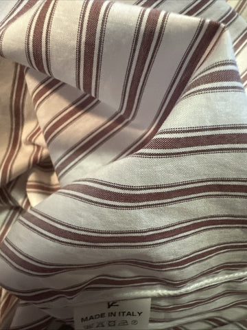 New $525 Isaia Men’s Shirt White Red Striped Size M