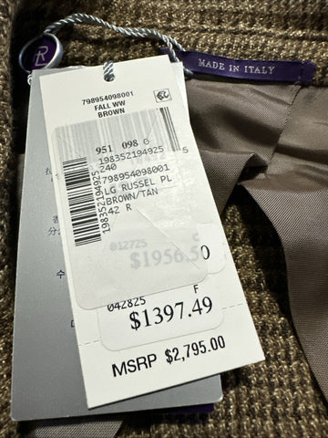 New $2795 Ralph Lauren Purple Label Men Linen/Wool Blazer Jacket Brown 42R/52R