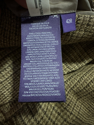 New $2795 Ralph Lauren Purple Label Men Linen/Wool Blazer Jacket Brown 42R/52R