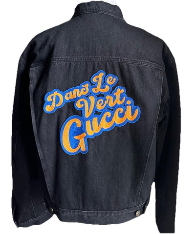 New $5200 Gucci Men Denim Jacket Coat Black 44 US/56 Eu 725588