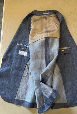 NWT $4995 BRUNELLO CUCINELLI Linen Classic-Fit Suit DENIM BLUE 44R US/54R Eu