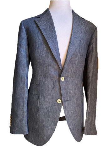 NWT $4995 BRUNELLO CUCINELLI Linen Classic-Fit Suit DENIM BLUE 44R US/54R Eu