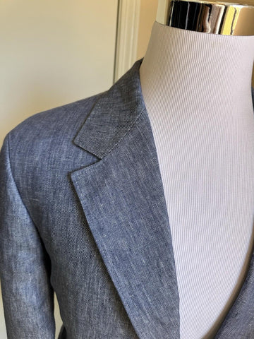 NWT $4995 BRUNELLO CUCINELLI Linen Classic-Fit Suit DENIM BLUE 44R US/54R Eu