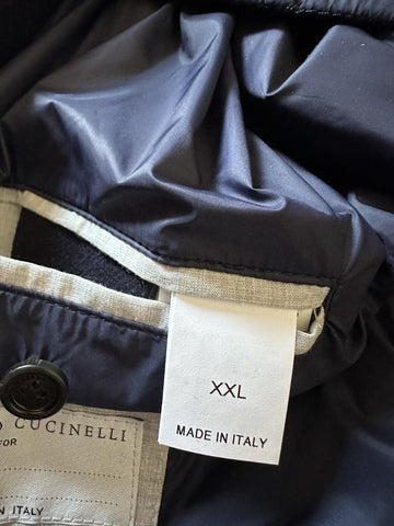 New $8495 Brunello Cucinelli Men Collared Wool & Cashmere Jacket Coat Navy XXL