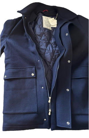 New $8495 Brunello Cucinelli Men Collared Wool & Cashmere Jacket Coat Navy XXL