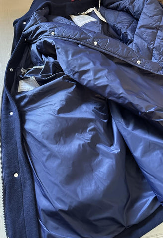 New $8495 Brunello Cucinelli Men Collared Wool & Cashmere Jacket Coat Navy XXL