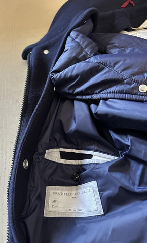 New $8495 Brunello Cucinelli Men Collared Wool & Cashmere Jacket Coat Navy XXL