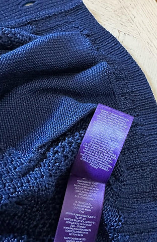 NWT $2495 Ralph Lauren Purple Label Shawl Collar Self-Tie Sweater Navy XL İtalya