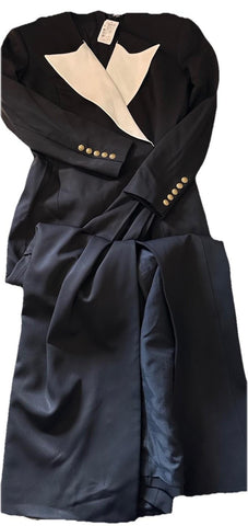 New $6500 BALMAIN Two-Tone Tuxedo Gown Dres Black/White 40 ( 8 ) Italy