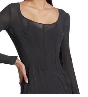 New $5995 DOLCE&GABBANA Sheer Long-Sleeve Gown Dress Gray 40 ( 6 ) Italy