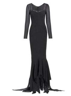 New $5995 DOLCE&GABBANA Sheer Long-Sleeve Gown Dress Gray 40 ( 6 ) Italy