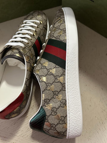 New Gucci Men GG Logo Bee Logo Canvas Leather Sneakers Beige 15.5 US/15 UK