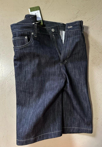 NWT $1500 Gucci Men Indigo Raw Denim Short Jeans Pants DK Blue 32 US/48 Eu