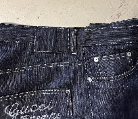 NWT $1500 Gucci Men Indigo Raw Denim Short Jeans Pants DK Blue 32 US/48 Eu