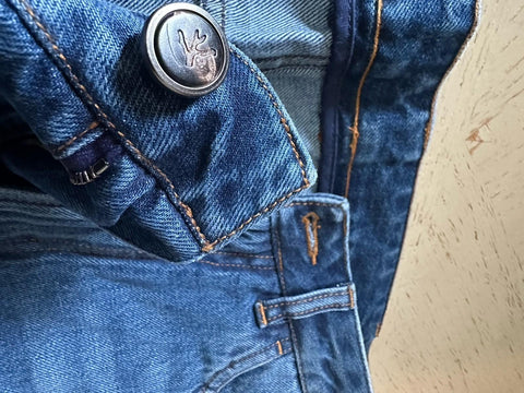 ISAIA Cotton Straight Leg Jeans Pants Blue 32/48 New $850