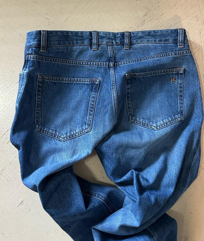 ISAIA Cotton Straight Leg Jeans Pants Blue 32/48 New $850