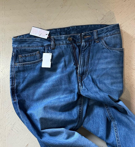 ISAIA Cotton Straight Leg Jeans Pants Blue 32/48 New $850