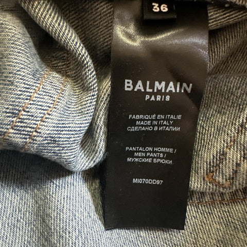 NWT $1050 Balmain Faded Five-Pocket Jeans Blue 36 US/52 Eu