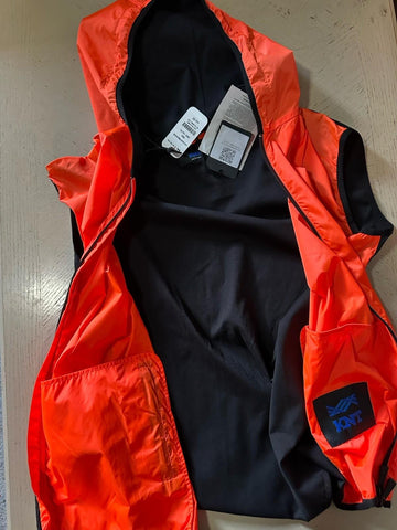 New $3200 KNT By Kiton Hooded Vest Orange Size 44US/54 Eu Italy