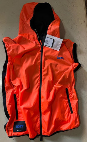 New $3200 KNT By Kiton Hooded Vest Orange Size 44US/54 Eu Italy