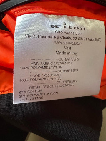New $3200 KNT By Kiton Hooded Vest Orange Size 44US/54 Eu Italy