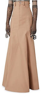 New $2090 Burberry Gabardine Maxi Flare Skirt Color PALE NUDE 42/8 England